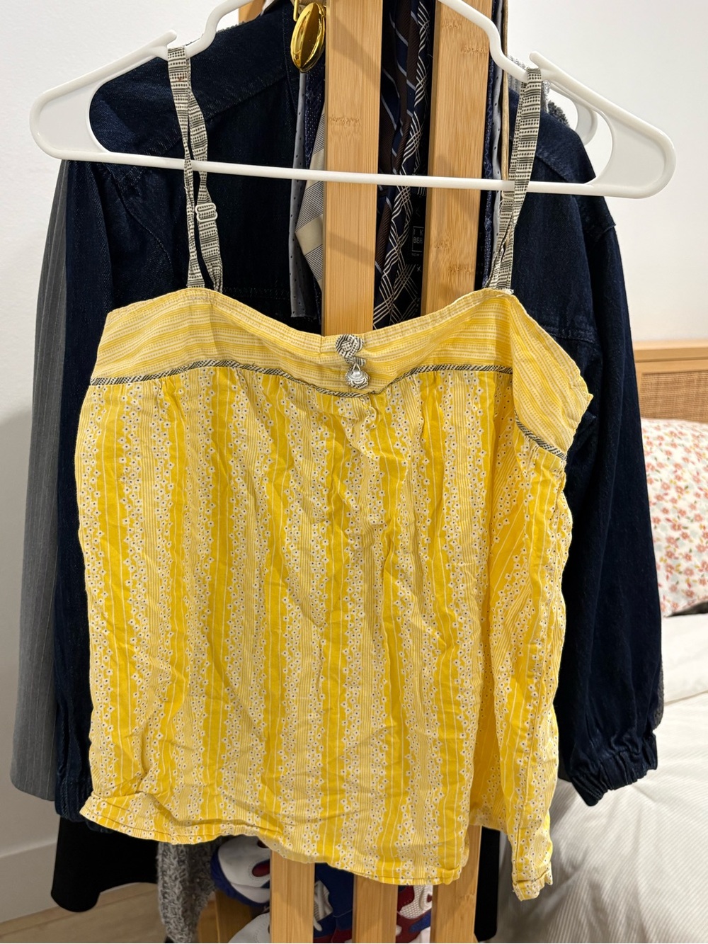 Roxy Yellow Striped Lace-Trim Cami
